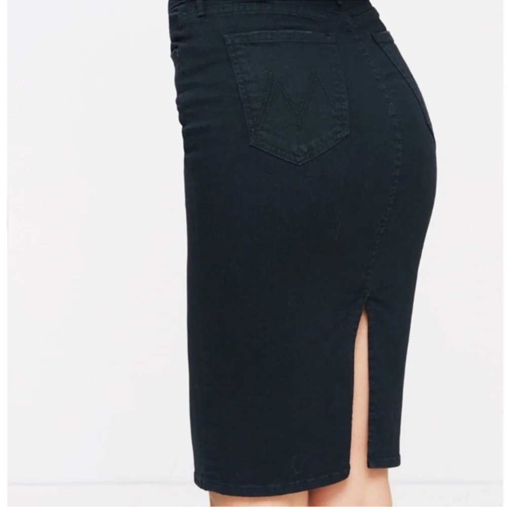 MOTHER The Peg Slit Black Pencil Skirt “Not Guilty” In Denim 🖤